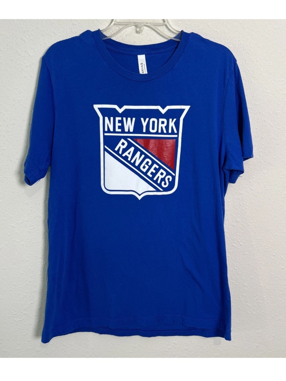 New York Rangers T-Shirt Blue NHL Hockey Men’s Large Bella Canvas 100% Cotton